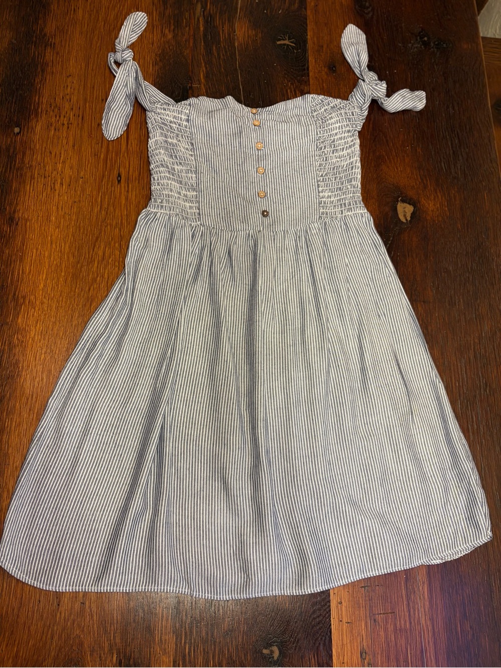 Sz S American Eagle softest Blue and White Striped Tie-Shoulder Mini Dress